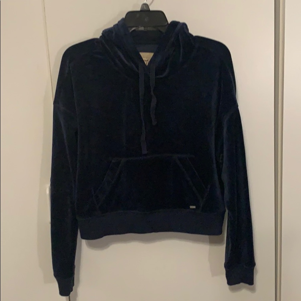 Hollister plush/velvet navy blue hoodie.